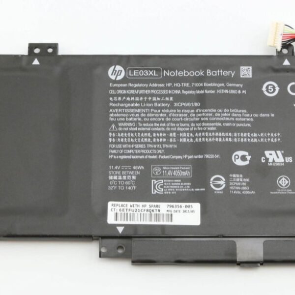 HP LE03XL HP Laptop Battery for Envy 13-D, Spectre 13-V Series (48Wh High Capacity), 3-Cell, 11.4V